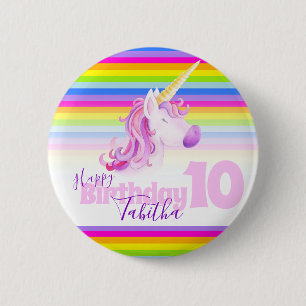 Rainbow unicorn head waterverf art age 10 button