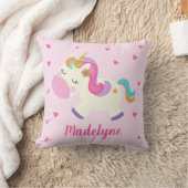 Rainbow Unicorn Hearts gepersonaliseerd roze Kussen (Deken)