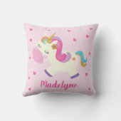 Rainbow Unicorn Hearts gepersonaliseerd roze Kussen (Achterkant)