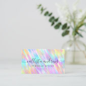 Rainbow Unicorn Holographic Makeup Artist Visitekaartje (Staand voorkant)