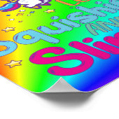 Rainbow Unicorn houdt vierkant en dun Poster (Hoek)