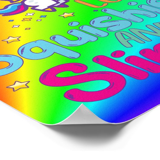 Rainbow Unicorn houdt vierkant en dun Poster (Hoek)