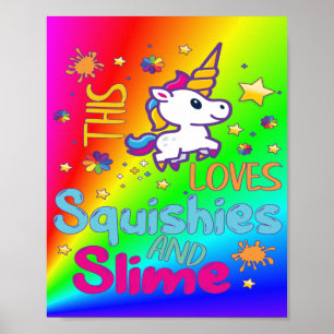 Rainbow Unicorn houdt vierkant en dun Poster
