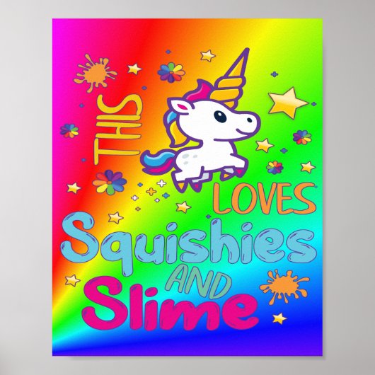 Rainbow Unicorn houdt vierkant en dun Poster (Voorkant)
