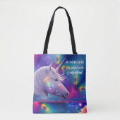 Rainbow Unicorn Important Mental Health Reminder Tote Bag (Voorkant)
