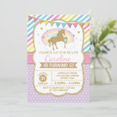 Rainbow Unicorn Invitation Birthday Party nodigt u Kaart (Staand voorkant)