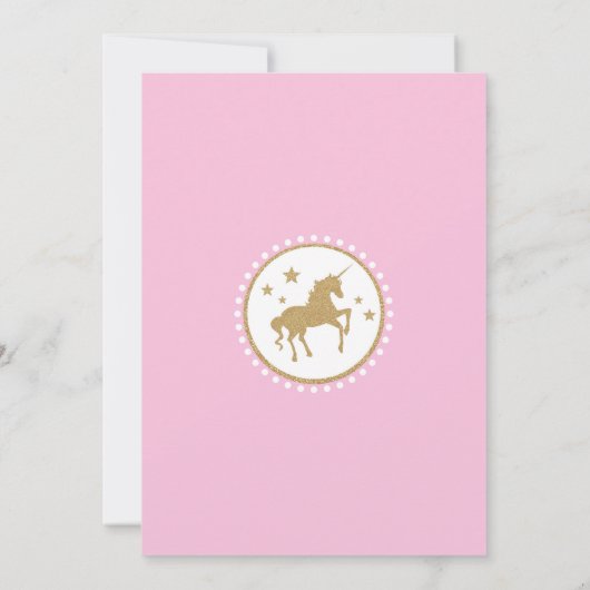 Rainbow Unicorn Invitation Birthday Party nodigt u Kaart (Achterkant)