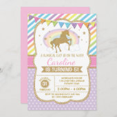 Rainbow Unicorn Invitation Birthday Party nodigt u Kaart (Voorkant / Achterkant)