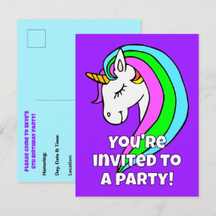Rainbow Unicorn Invitation Briefkaart