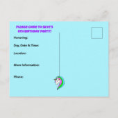 Rainbow Unicorn Invitation Briefkaart (Achterkant)