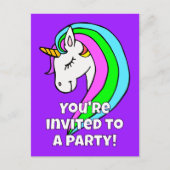 Rainbow Unicorn Invitation Briefkaart (Voorkant)