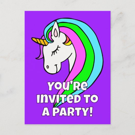 Rainbow Unicorn Invitation Briefkaart (Voorkant)