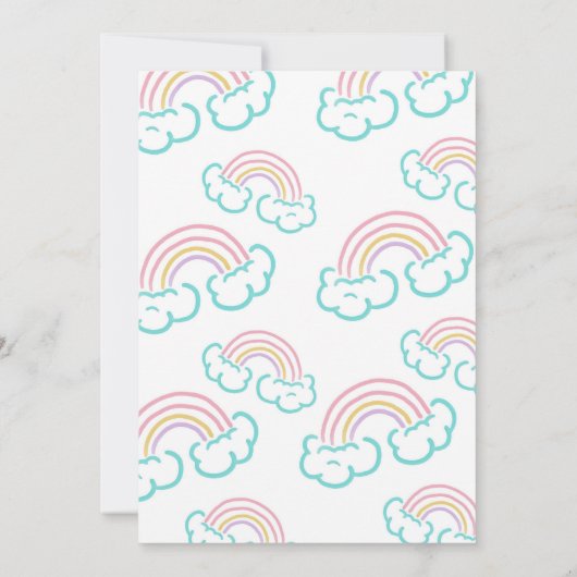 Rainbow Unicorn Invitation Kaart (Achterkant)