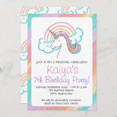 Rainbow Unicorn Invitation Kaart (Voorkant / Achterkant)