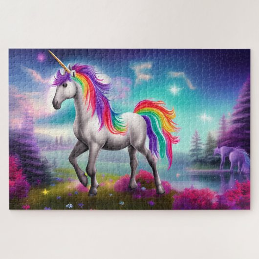 Rainbow Unicorn Jigzaag Puzzle Legpuzzel (Horizontaal)