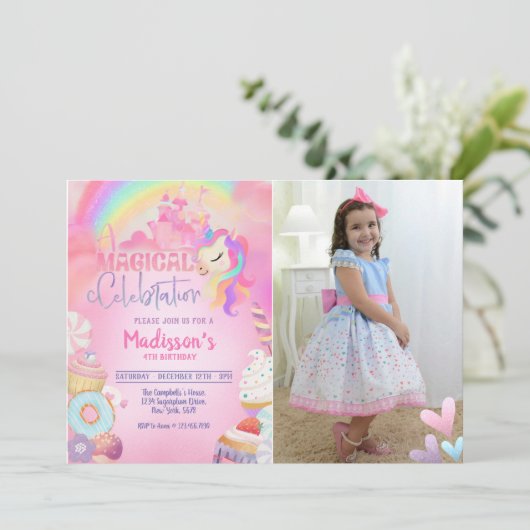 Rainbow Unicorn Kaart (Staand voorkant)