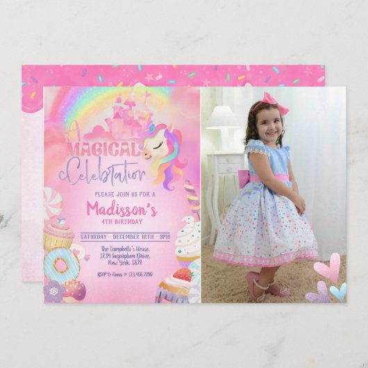 Rainbow Unicorn Kaart (Voorkant / Achterkant)