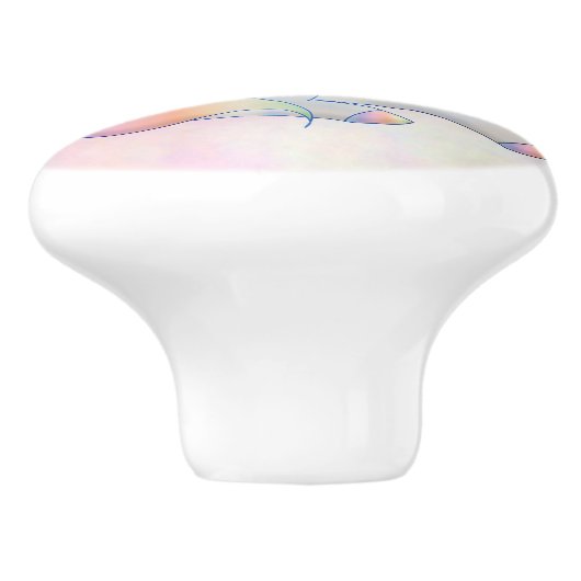 Rainbow Unicorn Keramische Knop (Zijkant)