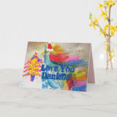 Rainbow Unicorn kerstliefde You Waterverf Card Kaart (Gele Bloem)