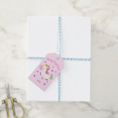 Rainbow Unicorn Kerstmis Glitter Pink Cadeaulabel (Met Touw)