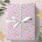 Rainbow Unicorn Kerstmis Glitter Pink Cadeaupapier