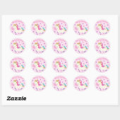Rainbow Unicorn Kerstmis Glitter Pink Ronde Sticker (Vel)