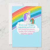 Rainbow Unicorn Kids Party Invitation Kaart (Achterkant)