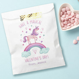 Rainbow Unicorn Kids Valentines Day Treat Bag Bedankzakje