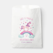 Rainbow Unicorn Kids Valentines Day Treat Bag Bedankzakje (Voorkant)