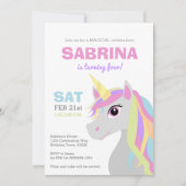 Rainbow Unicorn Kids Verjaardagsfeestje Uitnodigin Kaart (Voorkant)