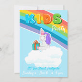 Rainbow Unicorn Kinder Partij Uitnodiging (Voorkant)