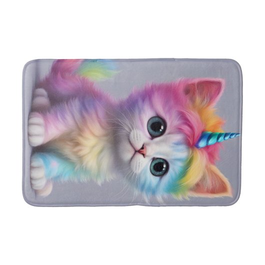 Rainbow Unicorn Kitten Badmat (Voorkant)