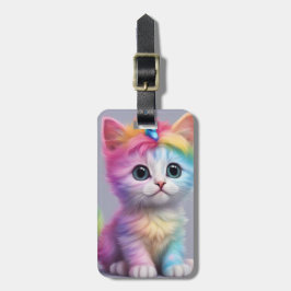 Rainbow Unicorn Kitten Bagagelabel