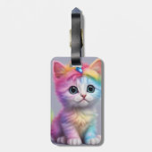 Rainbow Unicorn Kitten Bagagelabel (Achterkant verticaal)