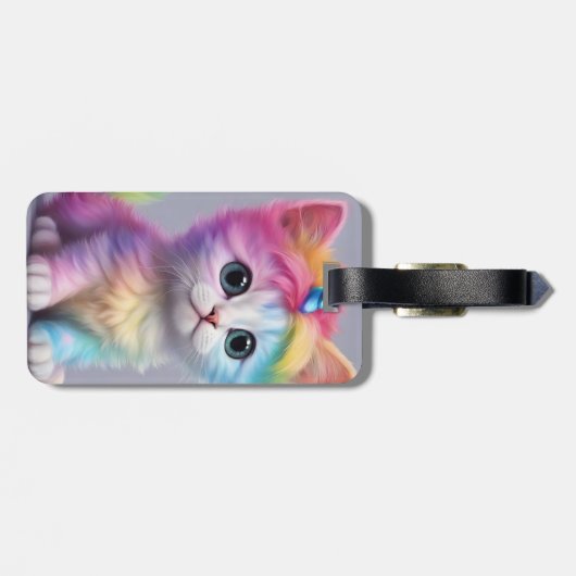 Rainbow Unicorn Kitten Bagagelabel (Achterkant horizontaal)