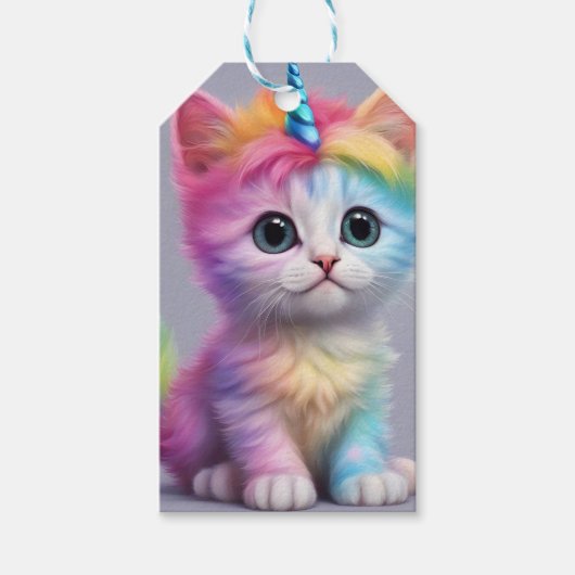 Rainbow Unicorn Kitten Cadeaulabel (Voorkant)