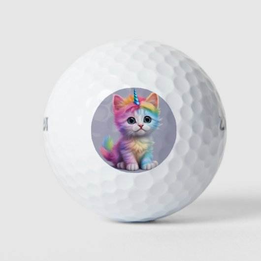 Rainbow Unicorn Kitten Golfballen (Voorkant)