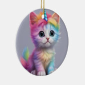 Rainbow Unicorn Kitten Keramisch Ornament (Rechts)