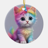 Rainbow Unicorn Kitten Keramisch Ornament (Voorkant)