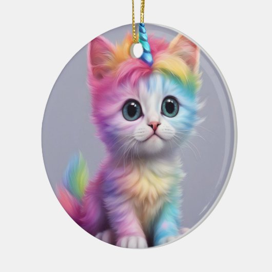 Rainbow Unicorn Kitten Keramisch Ornament (Links)