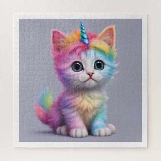 Rainbow Unicorn Kitten Legpuzzel (Verticaal)