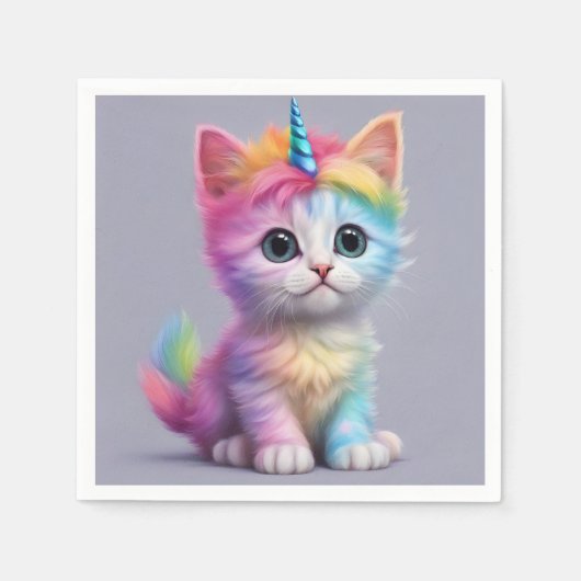 Rainbow Unicorn Kitten Servet (Voorkant)