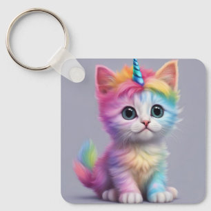 Rainbow Unicorn Kitten Sleutelhanger