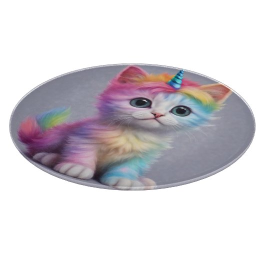 Rainbow Unicorn Kitten Snijplank (Hoek)