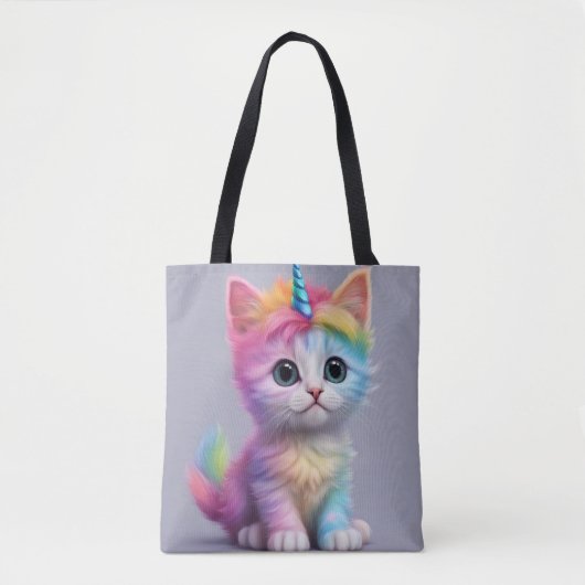 Rainbow Unicorn Kitten Tote Bag (Voorkant)