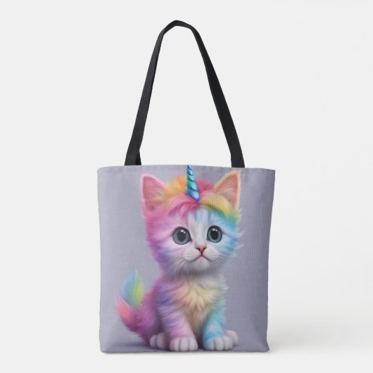 Rainbow Unicorn Kitten Tote Bag (Achterkant)
