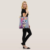 Rainbow Unicorn Kitten Tote Bag (Op model)