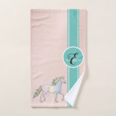 Rainbow Unicorn, kleurrijke sterstaven monogram Bad Handdoek (Handdoek)