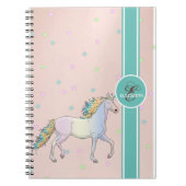 Rainbow Unicorn, kleurrijke sterstaven monogram Notitieboek (Voorkant)