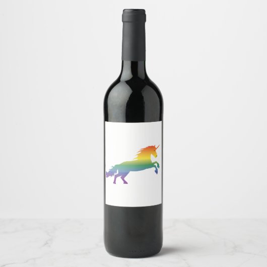 Rainbow Unicorn lgbt Wijn Etiket (Voorkant)